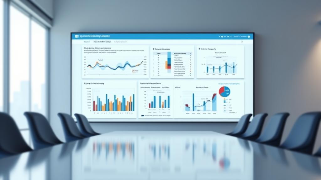 Interaktives Dashboard eines E-Learning-Systems mit Graphen für Lernfortschritt, Abschlussraten und Kompetenz-Mapping.