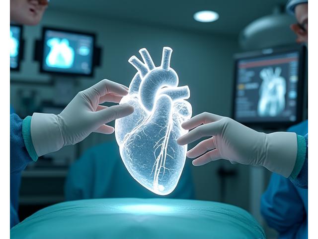 Medizinstudent führt eine virtuelle Operation an einem 3D-Anatomiemodell mit einem VR-Headset und haptischen Handschuhen durch.