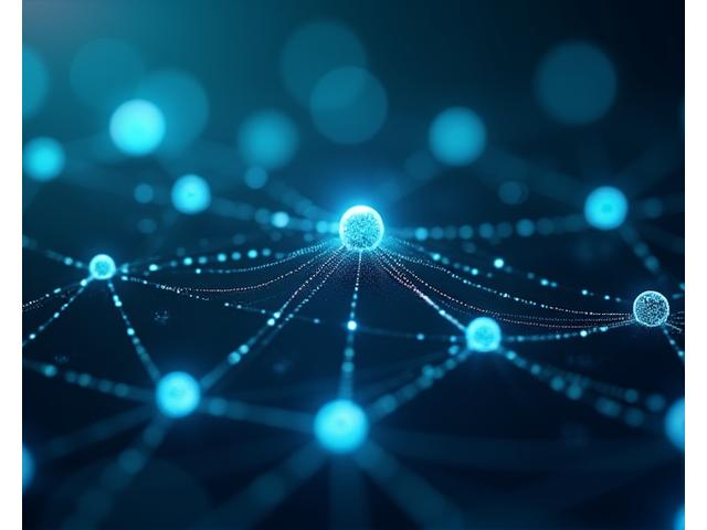 Abstrakte Visualisierung vernetzter neuronaler Netze und Datenflüsse, symbolisierend Machine Learning Algorithmen